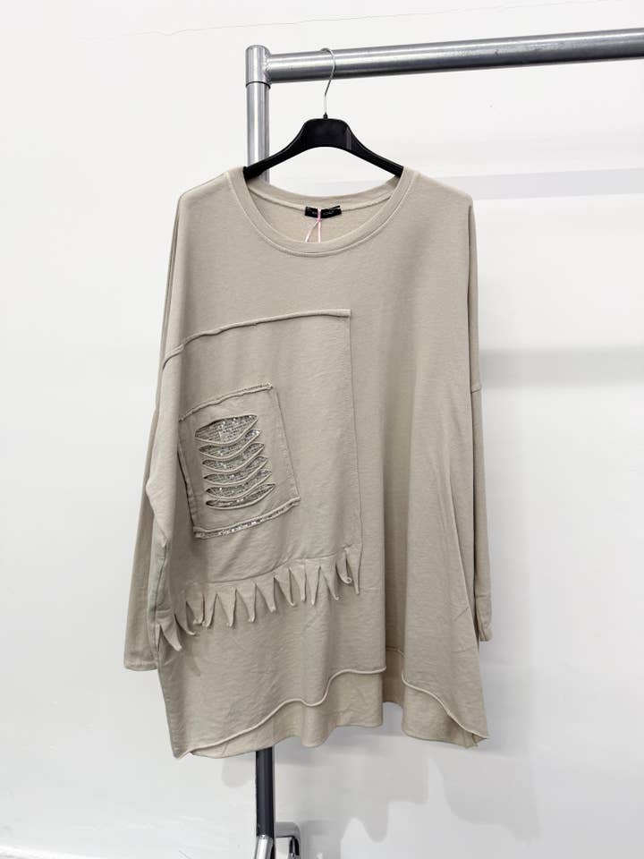 Lucy Sparks - Wholesale Tunic - Women's - Pure stretchy cotton plus size raw edged top with distressed2