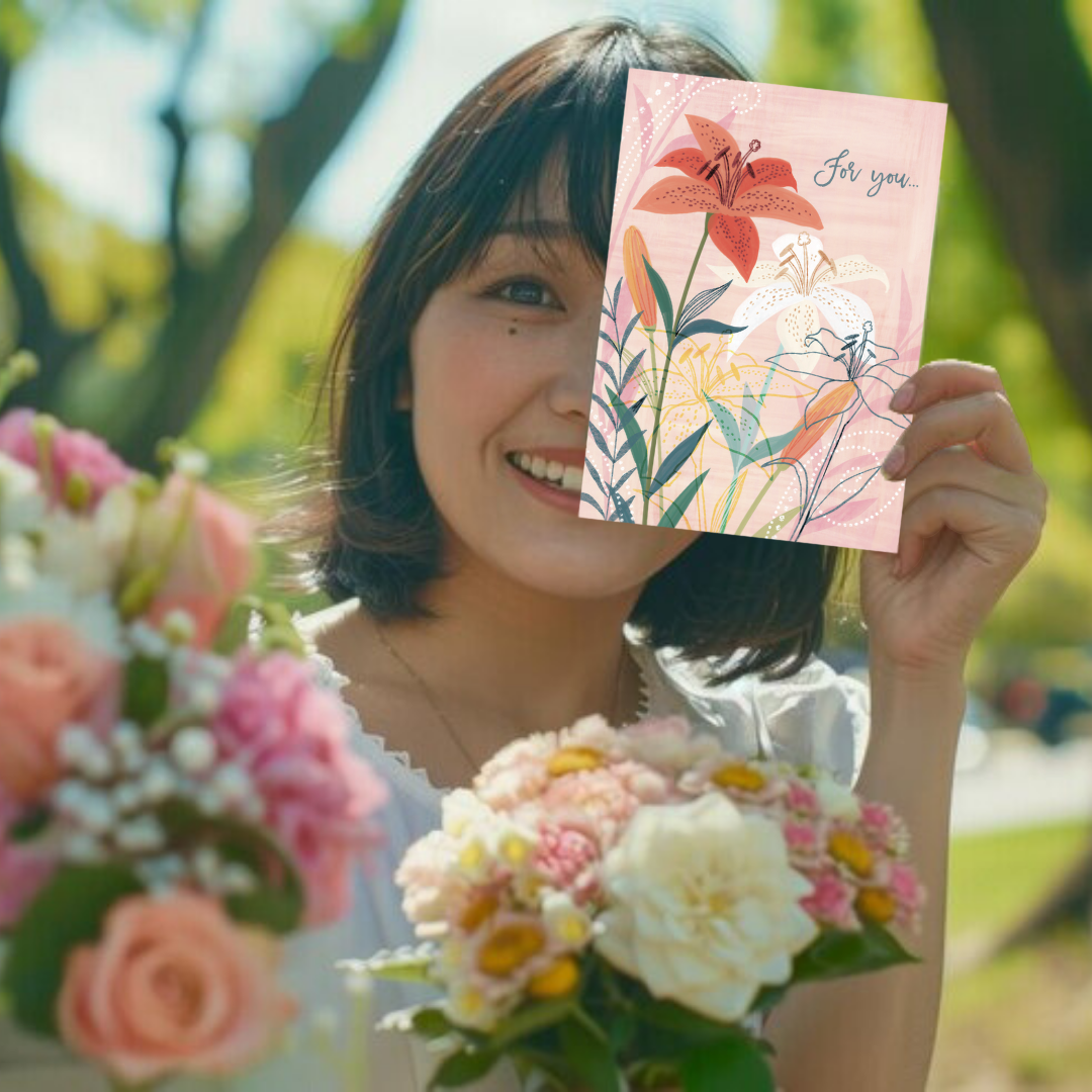 Designer Pop! - Wholesale Birthday Card - Stargazer Lilies 3D Birthday Card Pop-Up Lily Bouquet Design3