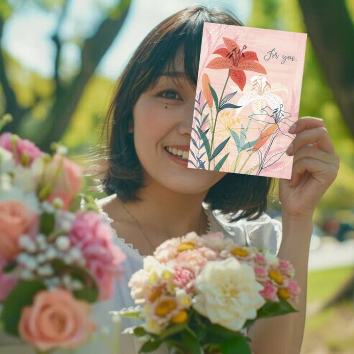 Designer Pop! - Wholesale Birthday Card - Stargazer Lilies 3D Birthday Card Pop-Up Lily Bouquet Design3