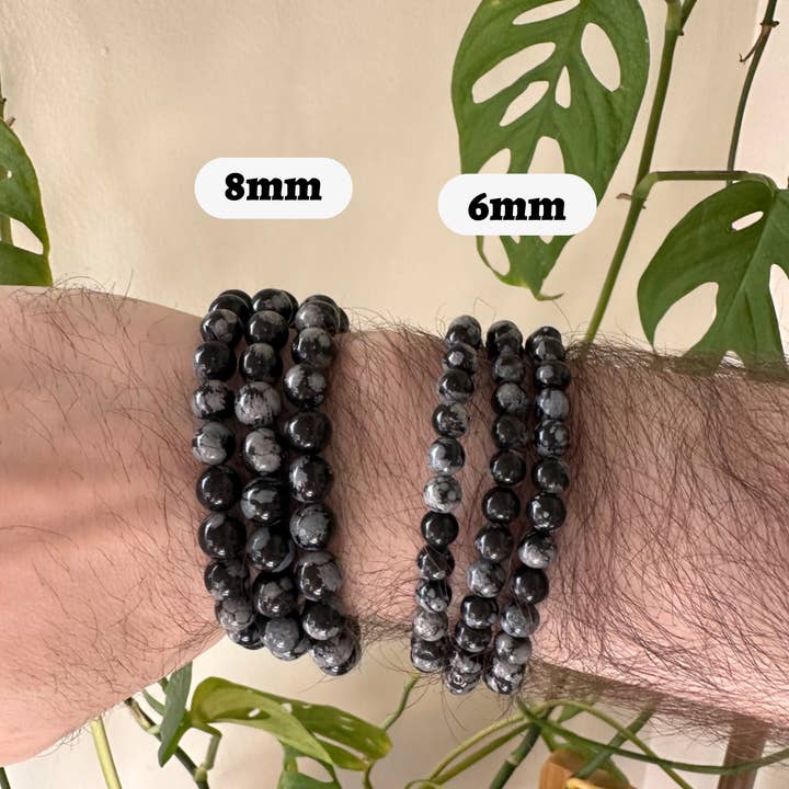 Pebble House - Wholesale Beaded Bracelet - Snowflake Obsidian Bracelet 8mm or 6mm - Crystals & Stones5