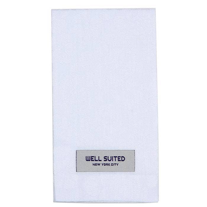 Jacquard White Straight Fold Pocket Square for wholesale by Well Suited NYC