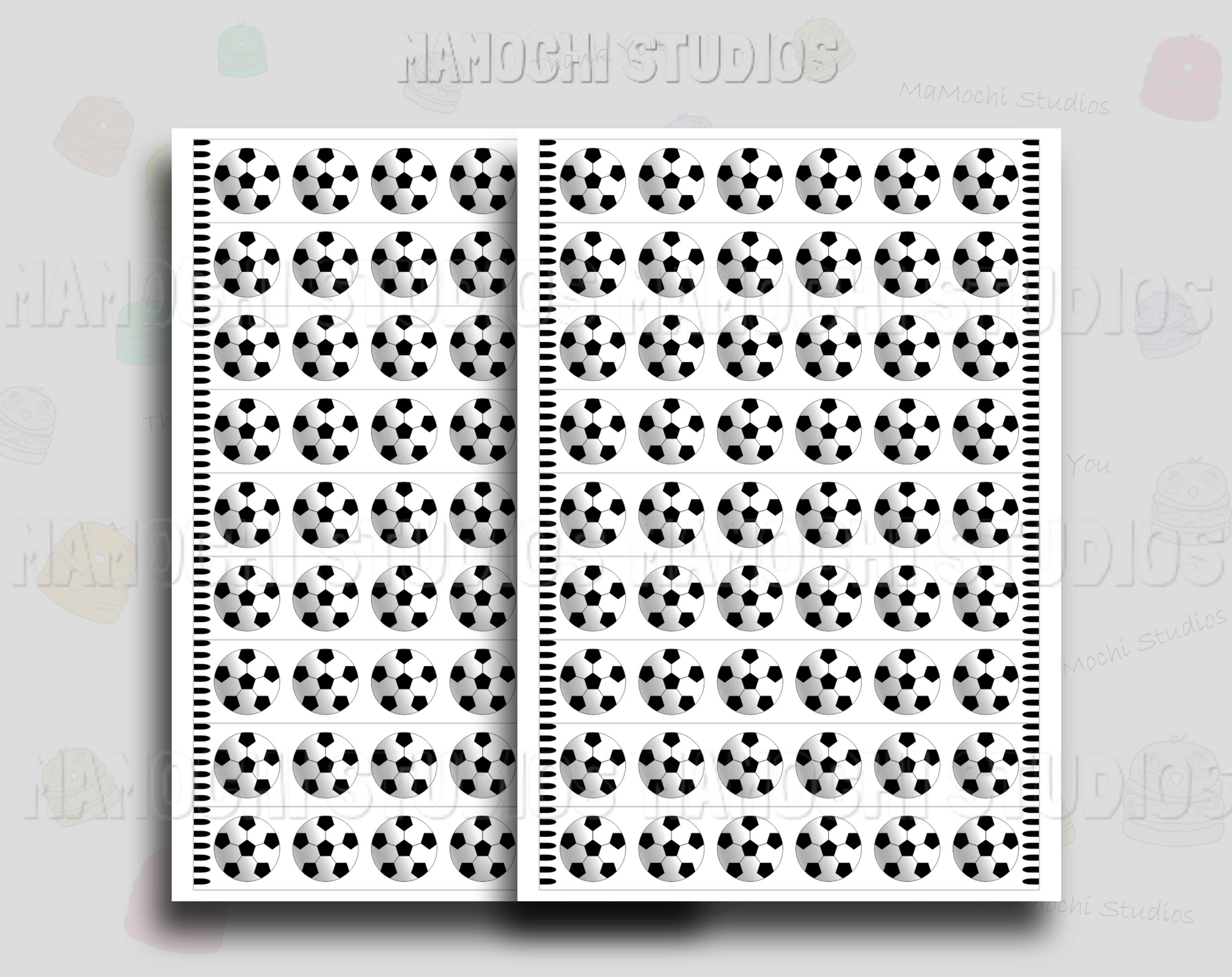 MaMochi Studios - Wholesale Sticker - Washi Tape Mini Sticker Sheet - Soccer Balls, Futbol Sports7