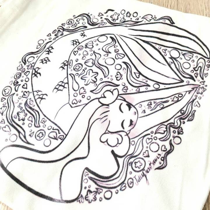 Jellyjessbeans Art - Wholesale Tote Bag - Women's - Mermaid Tote Bag with a Zipper - 15 x 13 inch size tote bag3