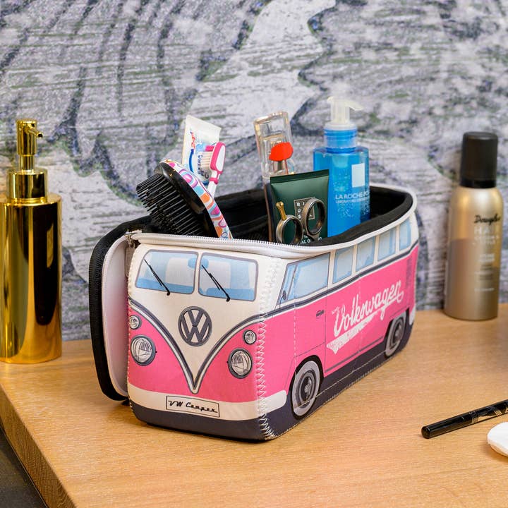 VW Collection by BRISA - Wholesale Toiletry Bag - Women's - VW Bus Travel Office Outdoor Toiletry Bag Case – Pink(L)3