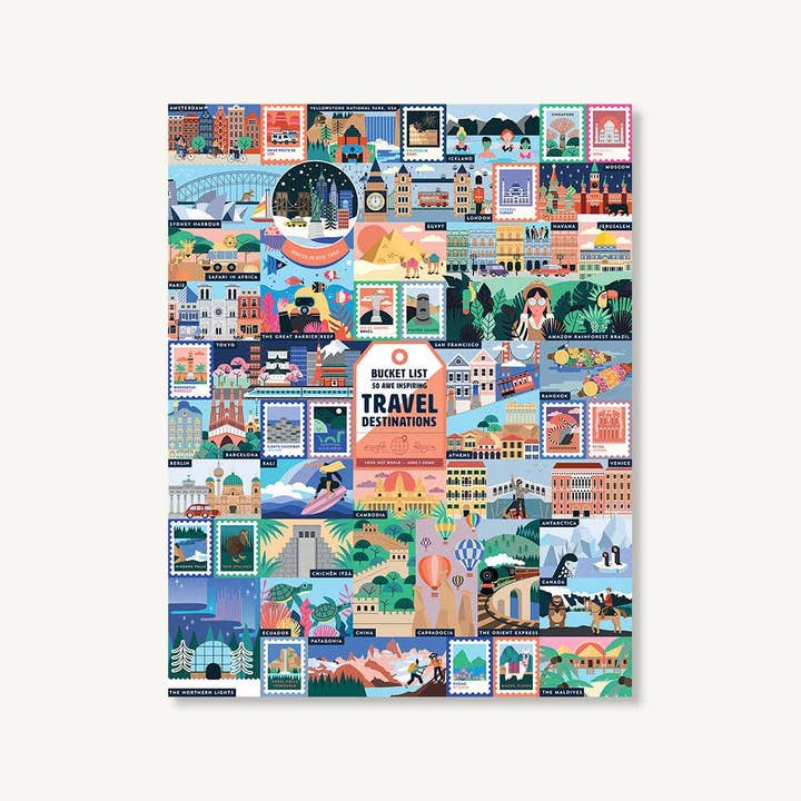 Chronicle Books - Wholesale Puzzle - Adult - 50 Awe-Inspiring Travel Destinations Bucket List 1000 pc Puz1
