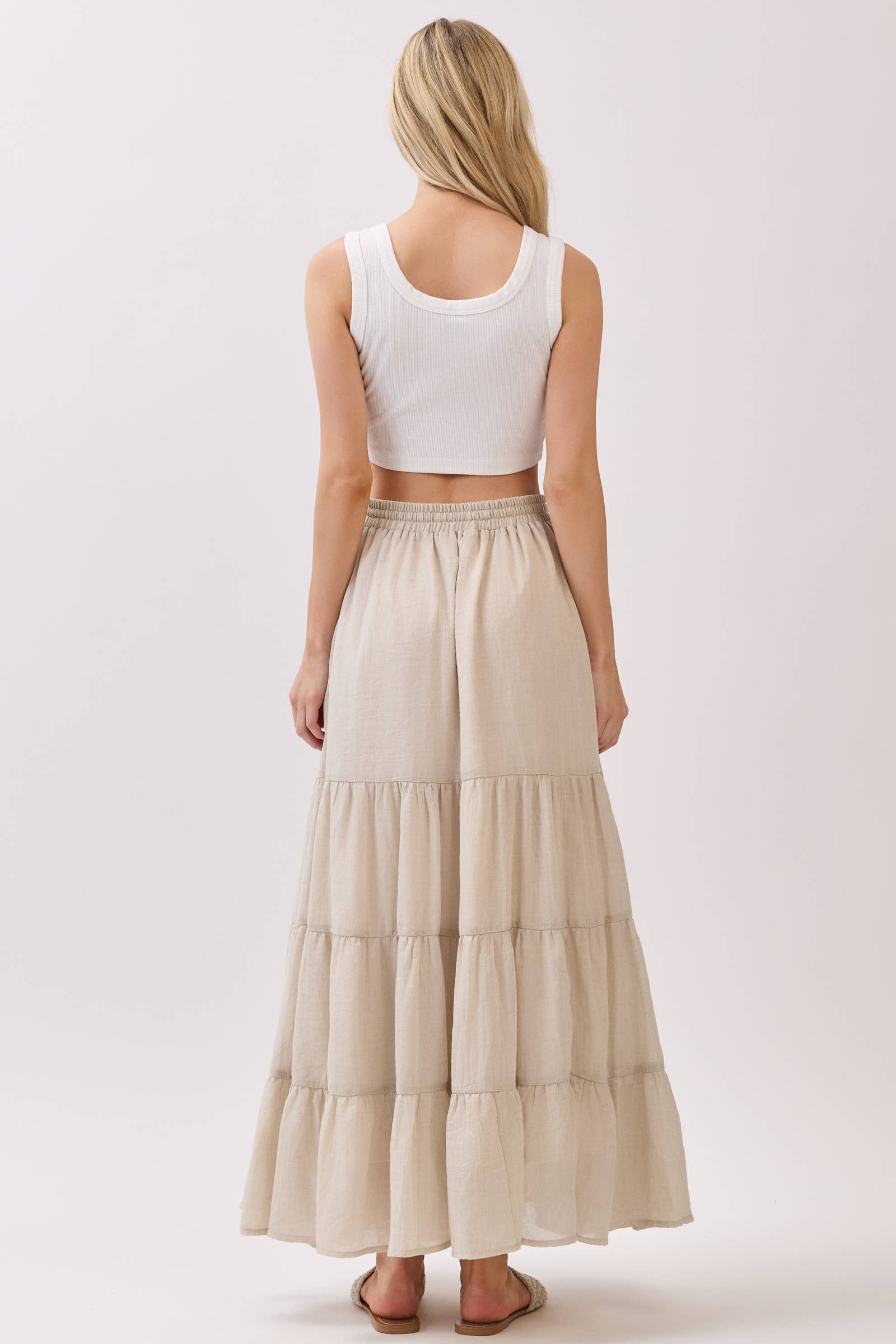 Final Touch - Wholesale Skirt - Women's - Tiered Coconut Tie Detail Maxi Skirt - VS30098