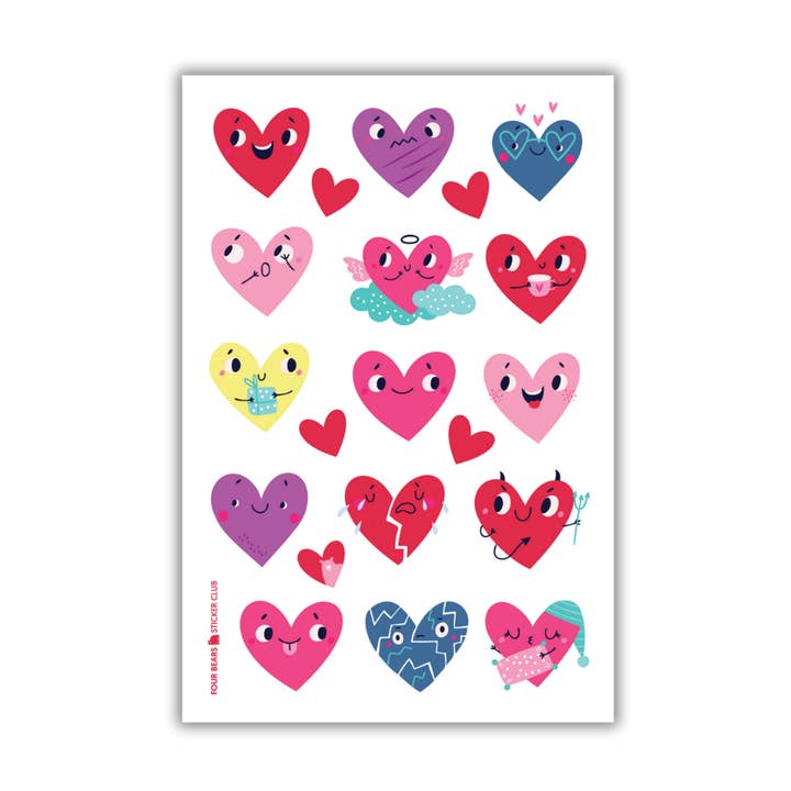 Hjerte Stemninger for engroshandel hos Four Bears Sticker Club