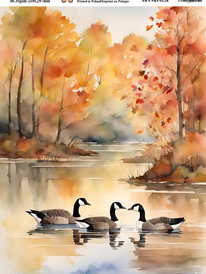Ninny's Decoupage Reispapier, Motiv: Herbstliche Kanadagänse für den Großhandel von Ninnys Napkins