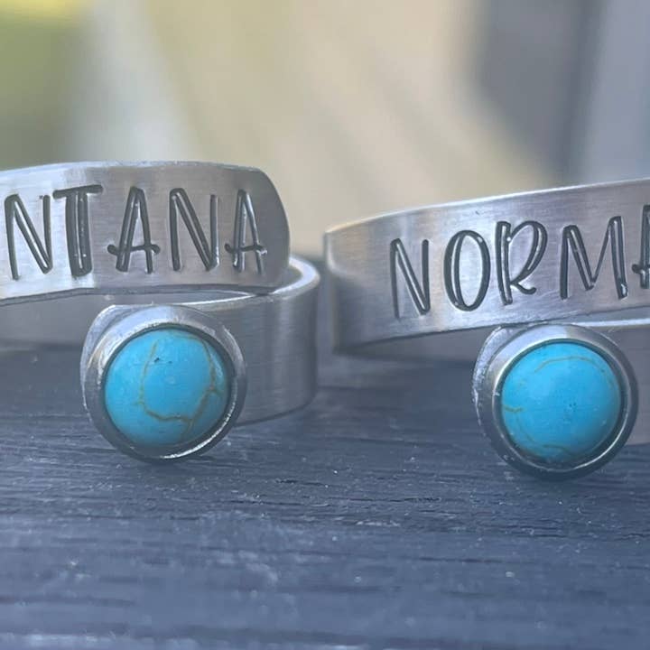 Wrap Ring with Turquoise Stone for wholesale by Palm Royal Stamp Jewelry