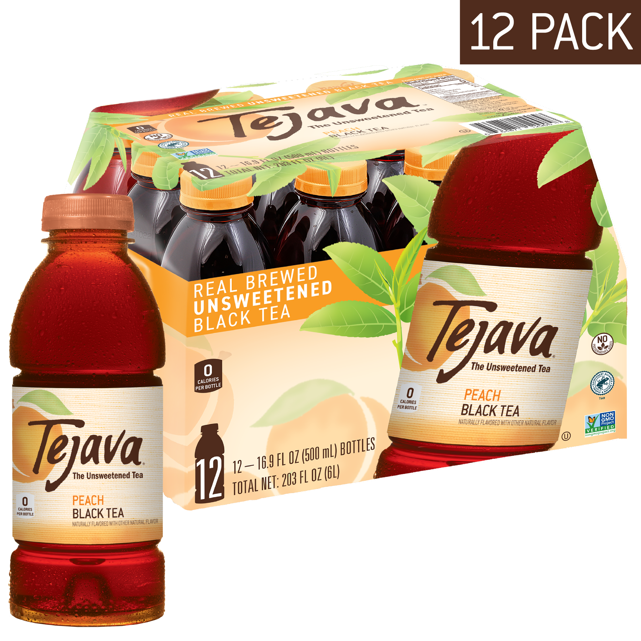 Crystal Geyser Water Company - Wholesale Iced Tea - Tejava Unsweetened Peach Iced Tea (pack of 12)1