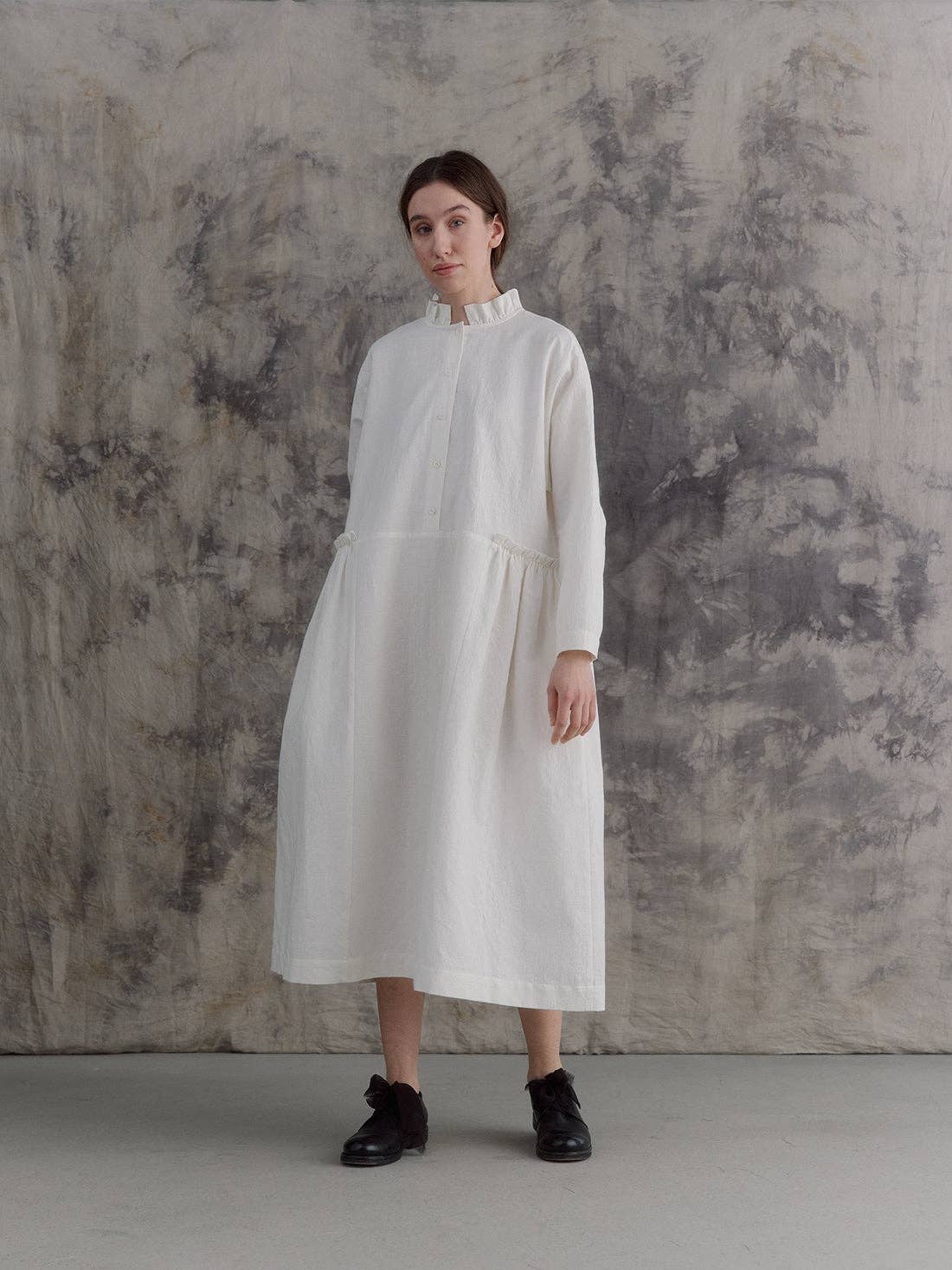 muku - Wholesale Dress - Women's - Milk White Side Gathers Dress2