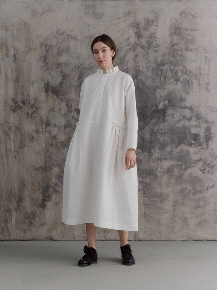 muku - Wholesale Dress - Women's - Milk White Side Gathers Dress2