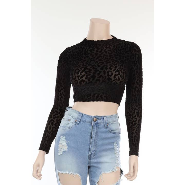 Nouveau haut en velours dévoré pour femmes à manches longues pour la vente par SEXY STAR DESIGN INC