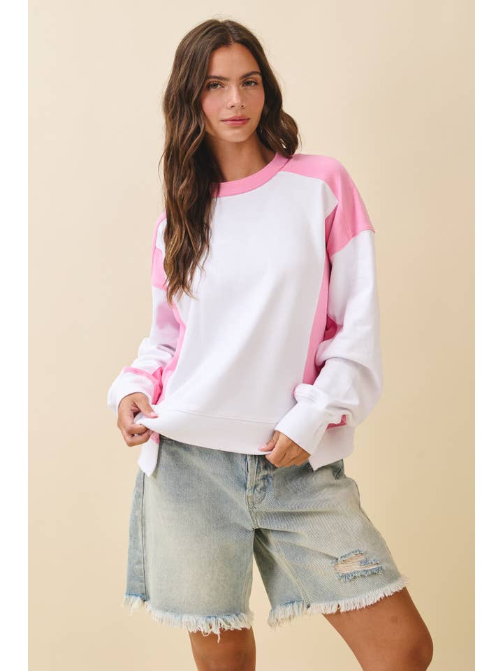 AEMI + CO - Wholesale Sweatshirt - Women's - 9106FK Colorblock Terry Pullover Sweatshirt4