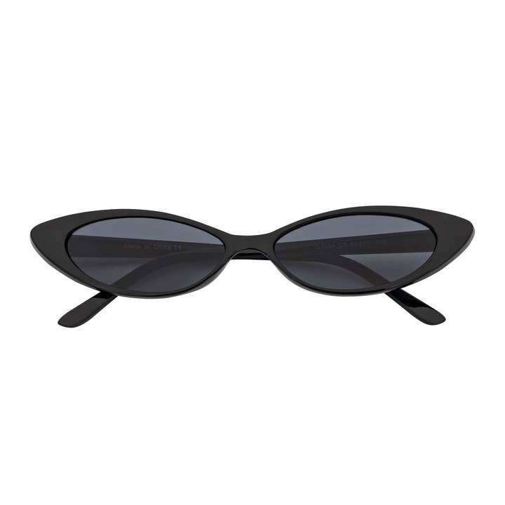 WHISKER - Thin Small Retro Oval Cateye Sunglasses Black Smoke Tint for wholesale by Morspecs