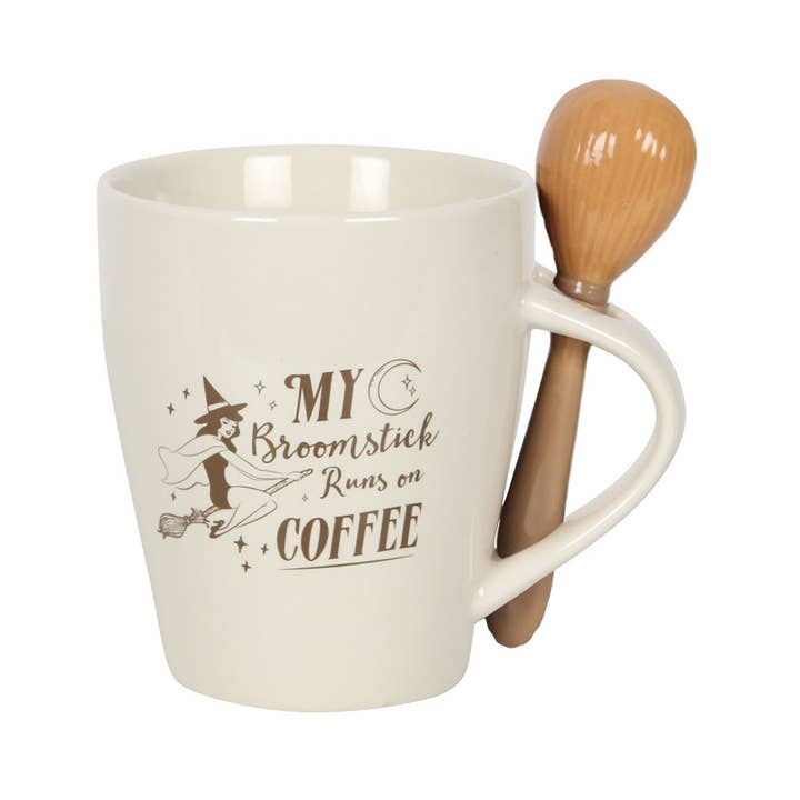 Something Different Wholesale - Vente Tasse à café - Ensemble tasse et cuillère d'Halloween My Broomstick Runs on Coffee2