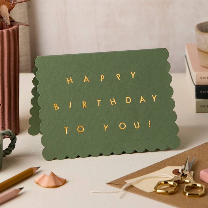 Katie Leamon - Wholesale Birthday Card - Scallop Happy Birthday To You Green