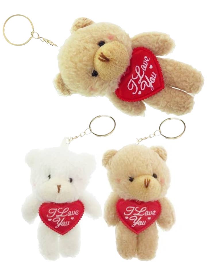 I Love You Heart Fuzzy Teddy Bear Key Chain for wholesale by Cap Zone
