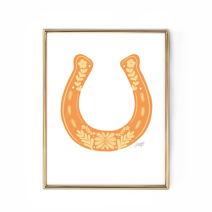 Lindsey Kay Collective - Wholesale Art Print - Western Floral Horseshoe Illustration - Art Print