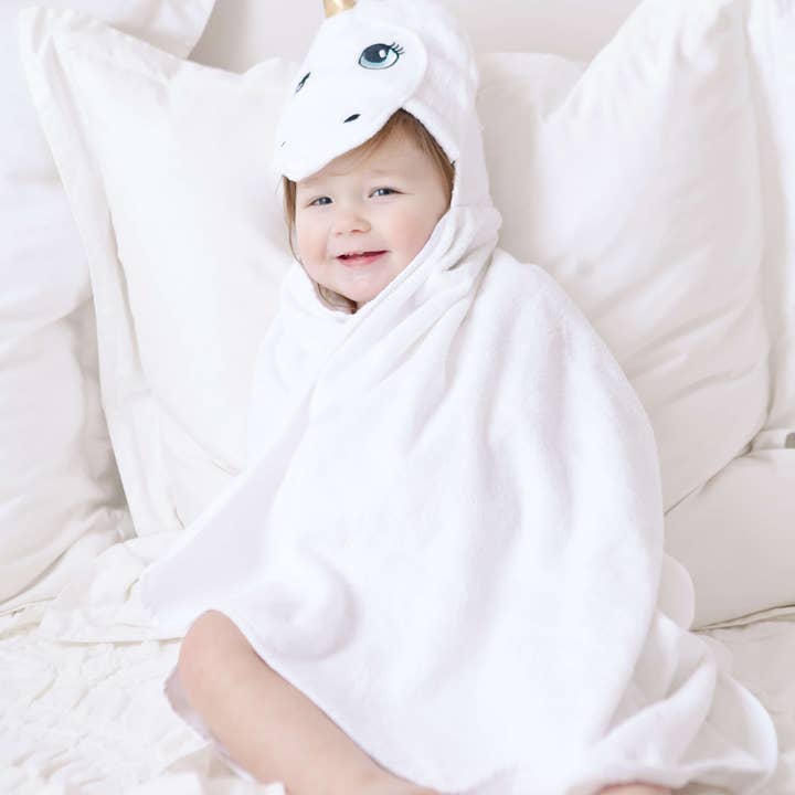 Kloud Bambu | Bamboo Towels & Blankets – Toalha com capuz - Crianças e bebés por atacado – Toalha com capuz de bebê de bambu - unicórnio branco5