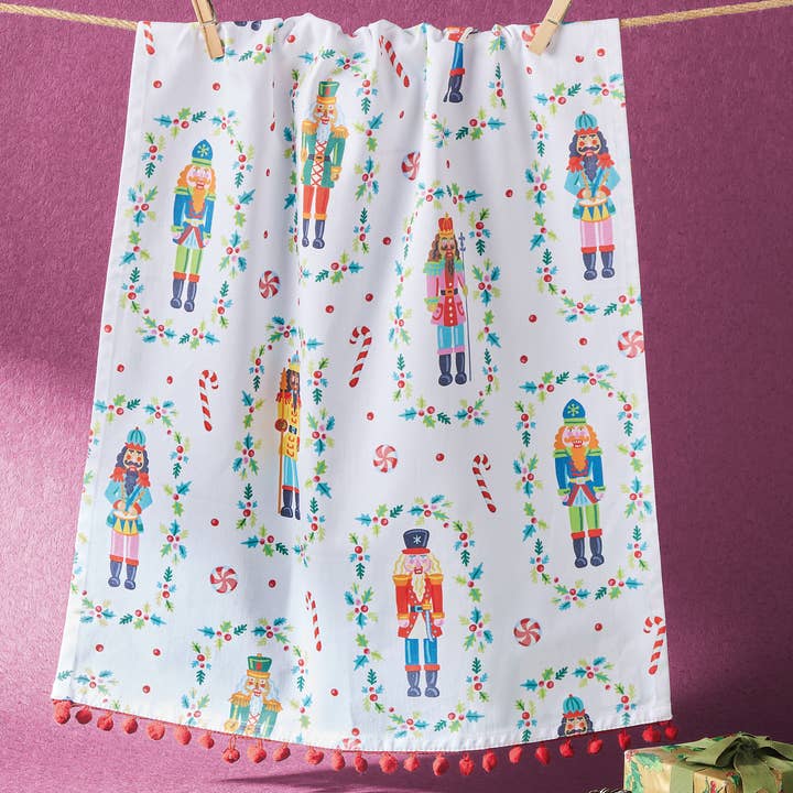 Peking Handicraft - Wholesale Tea Towel - Nutcrackers w/Pom Pom Kitchen Towel - Angela Staehling0