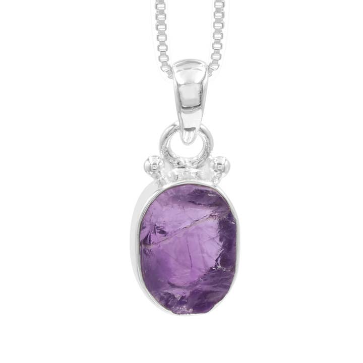 Amethyst Pendant: 925 Sterling Silver Raw Gemstone Jewelry for wholesale by Jay Jools