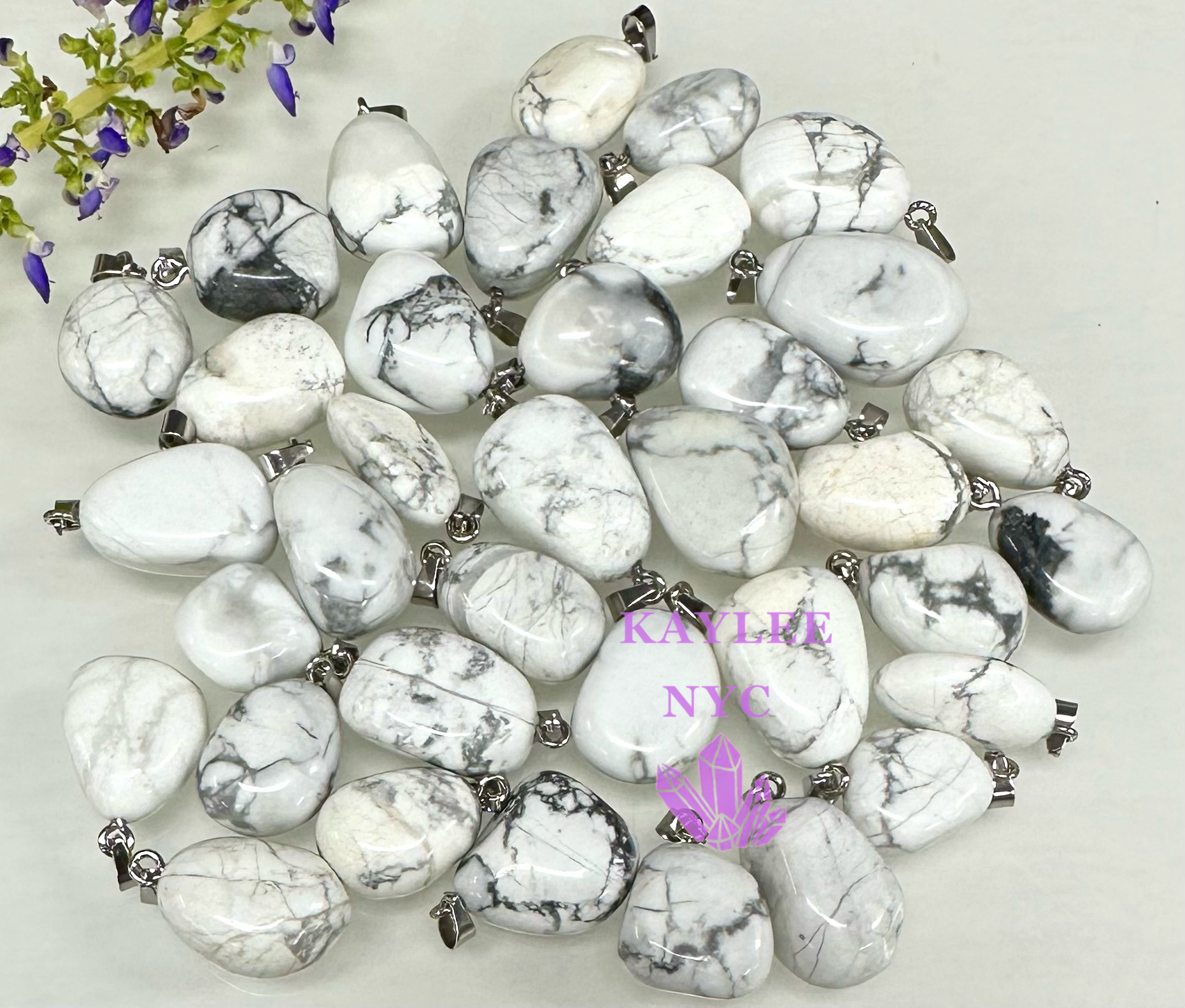 KayleeNYC - Wholesale Individual Charm/Pendant - Natural Howlite Crystal Pendant1