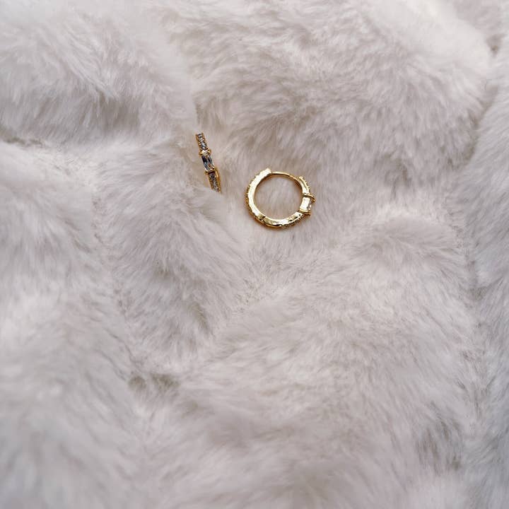 Baguette Diamond Huggies for wholesale by Aurelia Co Jewelry