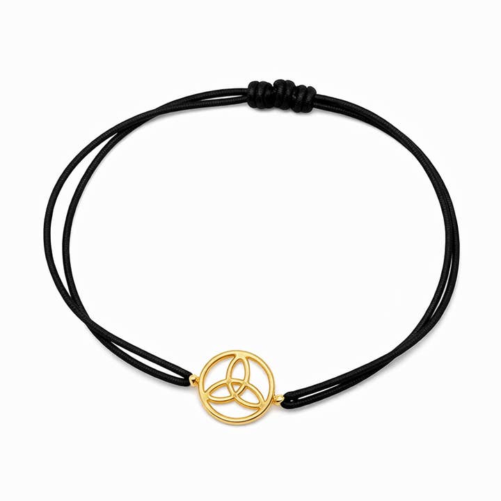 Keltiskt triquetra-armband på snöre, 18k guldförgyllt för wholesale av TALISMAN JEWELLERY (D&Fidanverdi, S.L.)