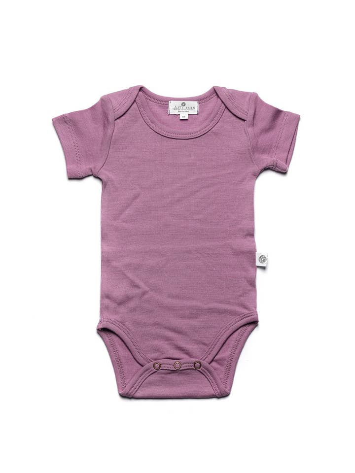 Wool Romper short sleeves – Merino wool - Lavender Mist for wholesale by Lille Barn