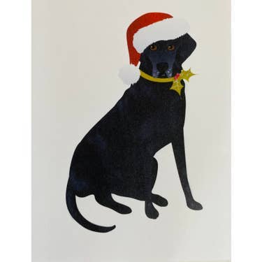 Studio Daedre - Wholesale Christmas Card - Christmas Black Sitting Lab Dog - Boxed Note Cards0