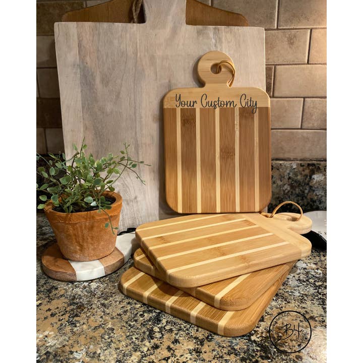 B4homemade, LLC - Wholesale Cutting Board - Custom City and State Bamboo Serving Board2