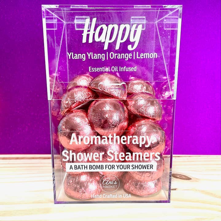 Large Box Display - Shower Steamers-- HAPPY  for wholesale by Ani’s Market LLC