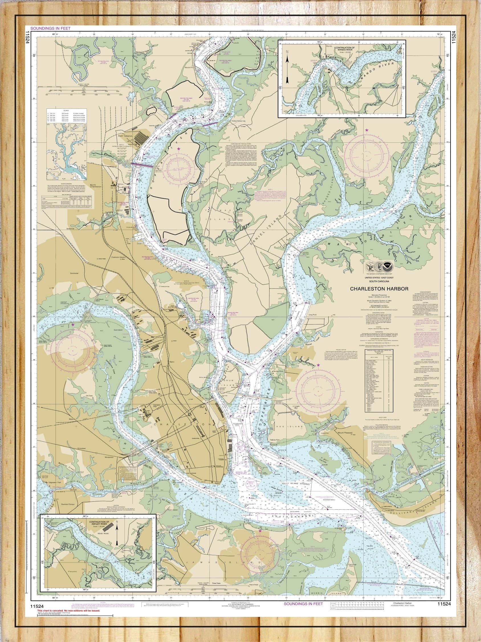 Fire & Pine – Mapa por atacado – Mapa Náutico do Porto de Charleston (NOAA)7