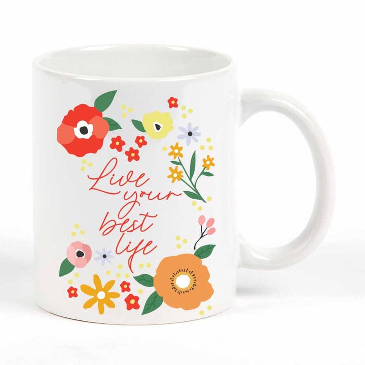 Potluck Press - Wholesale Coffee Mug - Live Your Best Life Flowers Mug0