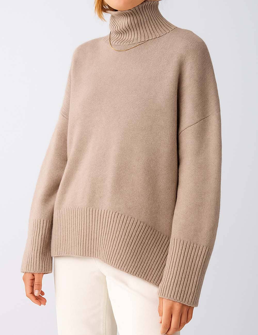 Sweetkama - Venta al por mayor Jersey de punto - Mujer - Suéter de punto para mujer con cuello alto y color sólido 560525