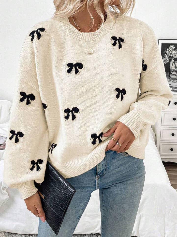 Lovenne - Wholesale Knit Sweater - Women's - Fashionable new style pullover bow sweater7