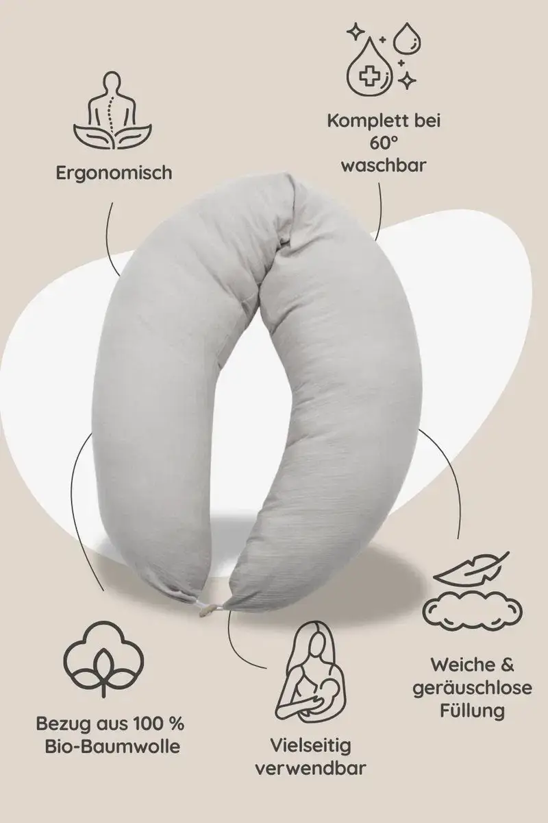 HOBEA-Germany GmbH - Wholesale Nursing Pillow/Pad - Maternity - Nursing pillow muslin taupe3