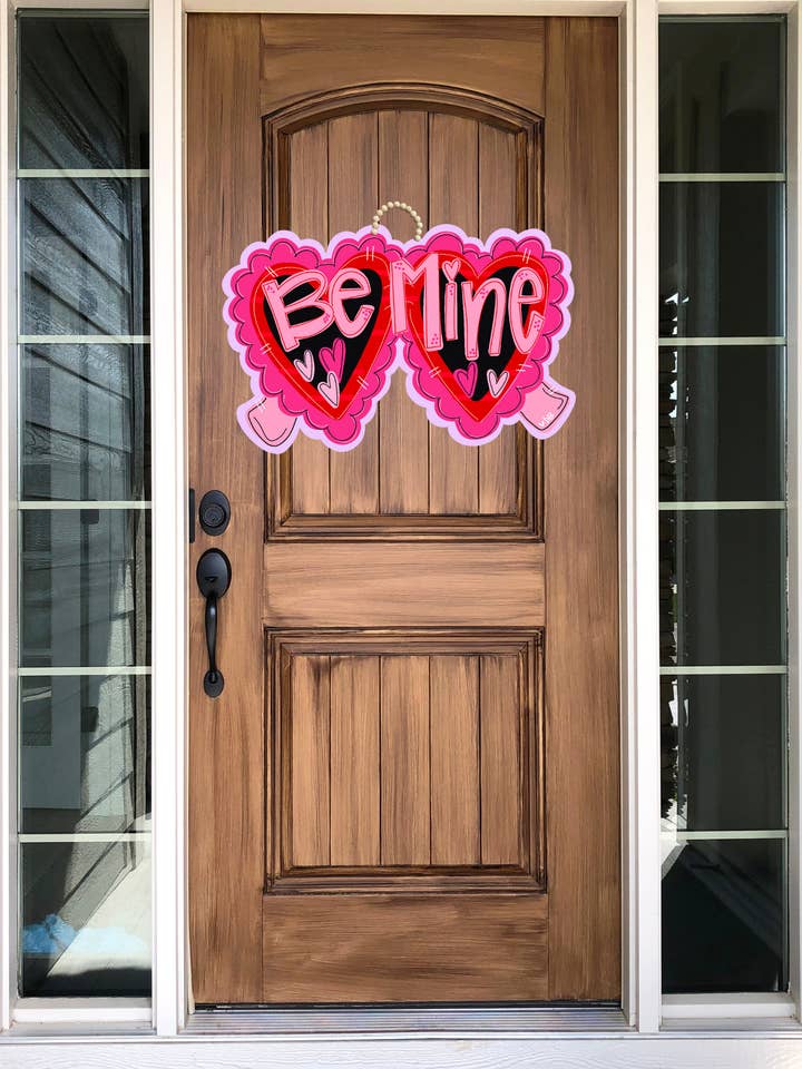 Be Mine Valentine's Sunglasses Wooden Door Hanger for wholesale by DoorBadges
