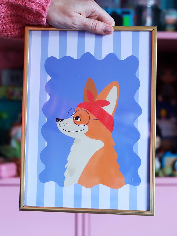 Affiche corgi pour la vente par Poulette Magique