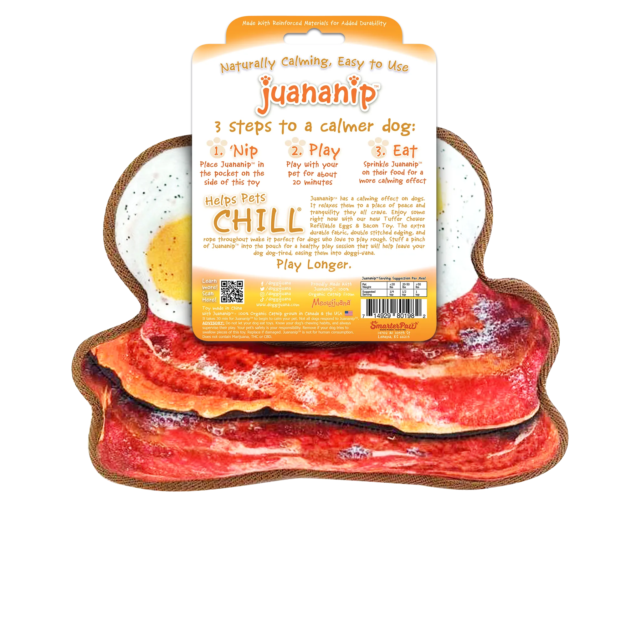 SmarterPaw | Meowijuana & Doggijuana - Wholesale Pet Chew Toy - Dog - Doggijuana® Tuffer Chewer Eggs and Bacon Refillable Dog Toy8