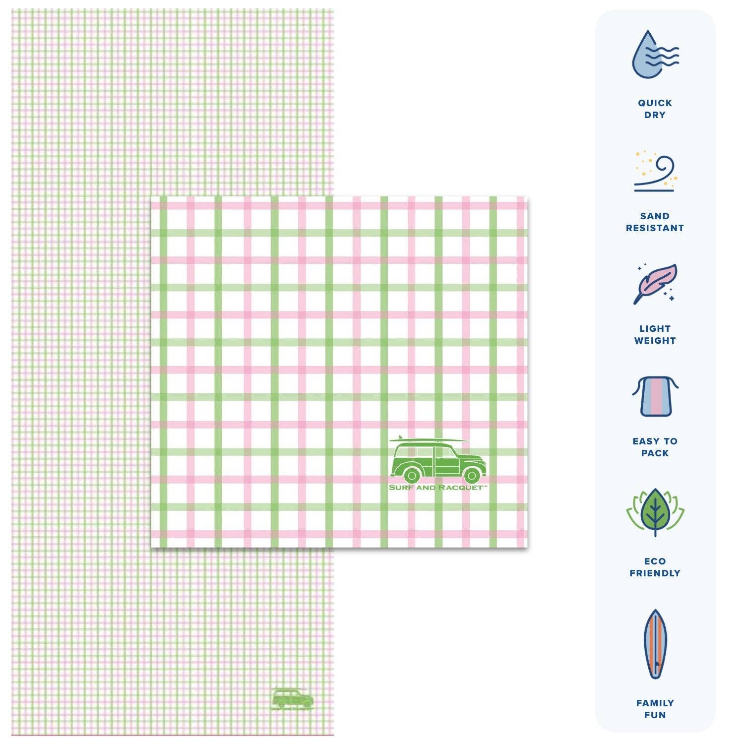 Surf and Racquet - Vendita all'ingrosso Telo mare - Asciugamano ad asciugatura rapida Preppy Checked2