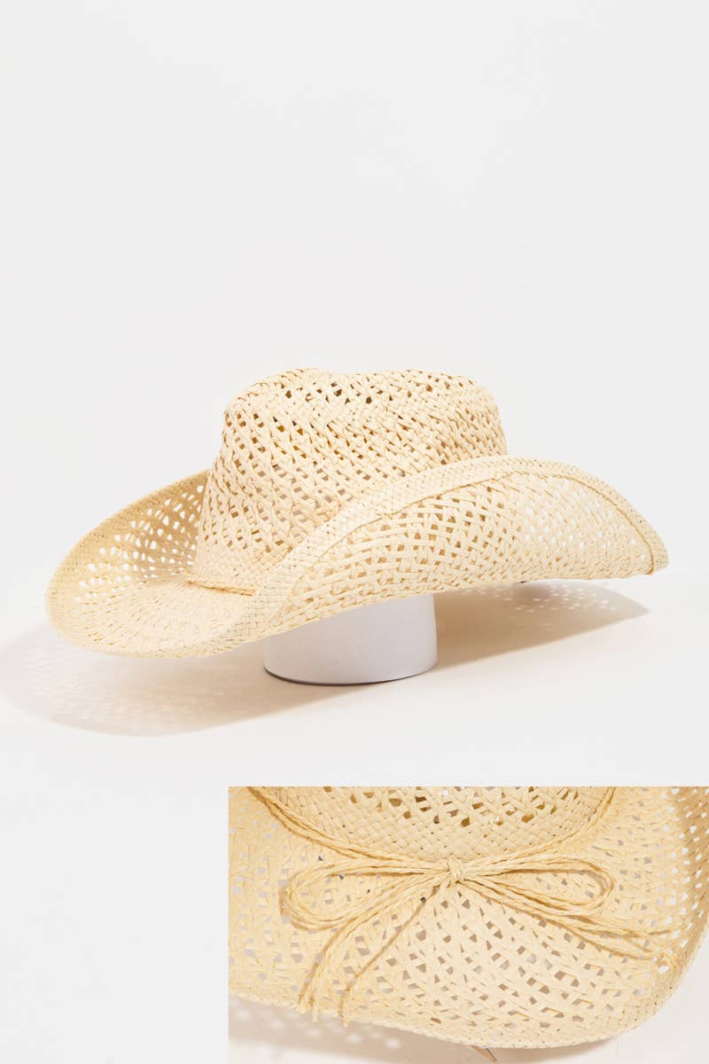 Collections by Fame Accessories – Großhandel Fedora-Hut – Damen – Strohgeflecht-Schnur Western-Cowboyhut8