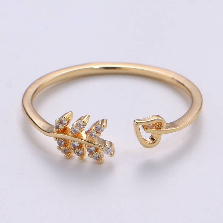 1x Gold Olive Ring, Minimalist Ring, Tree Branch Open Ring, Stackable Ring Thin Gold Ring Olive Branch Ring adjustable ring R074 for wholesale by Aim Eternal