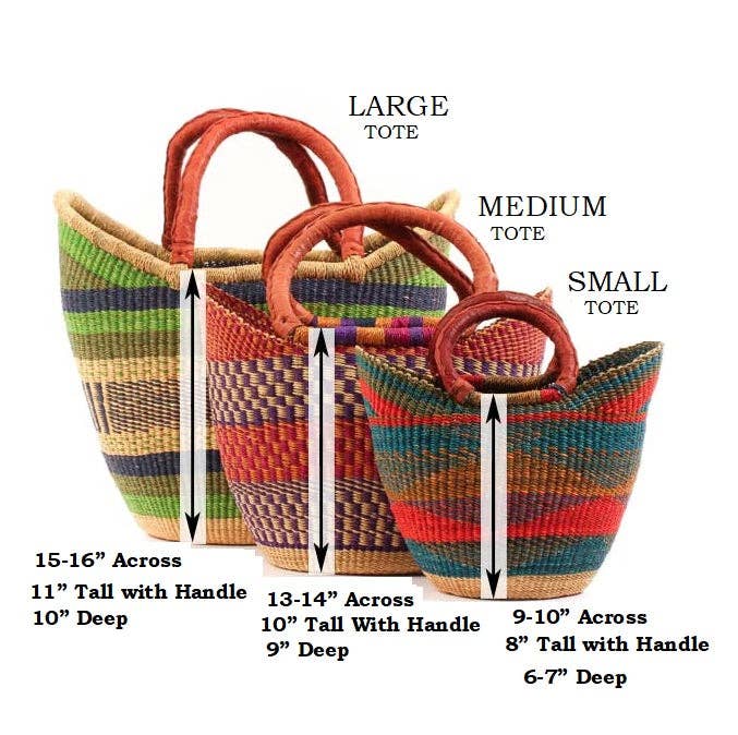 The African Home Goods - Wholesale Beach Bag - Large U-Shopper - Beach Tote Bag Ghana Basket Black & Tan8