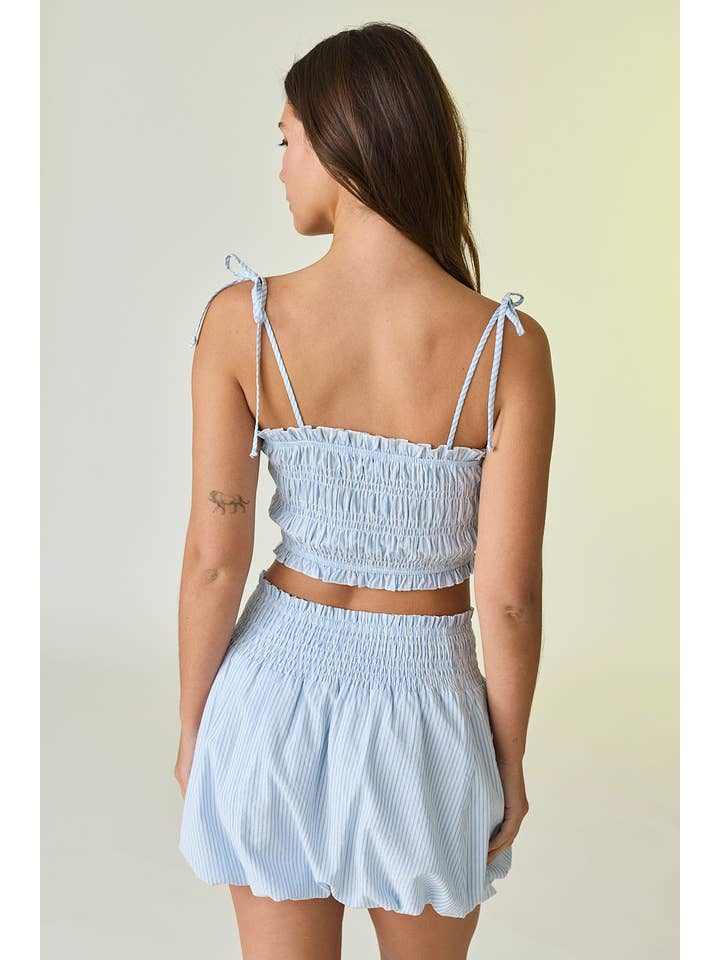 LT Blue PX50366 - Chloe Striped Smocking Bubble Hem Set for wholesale on Faire
