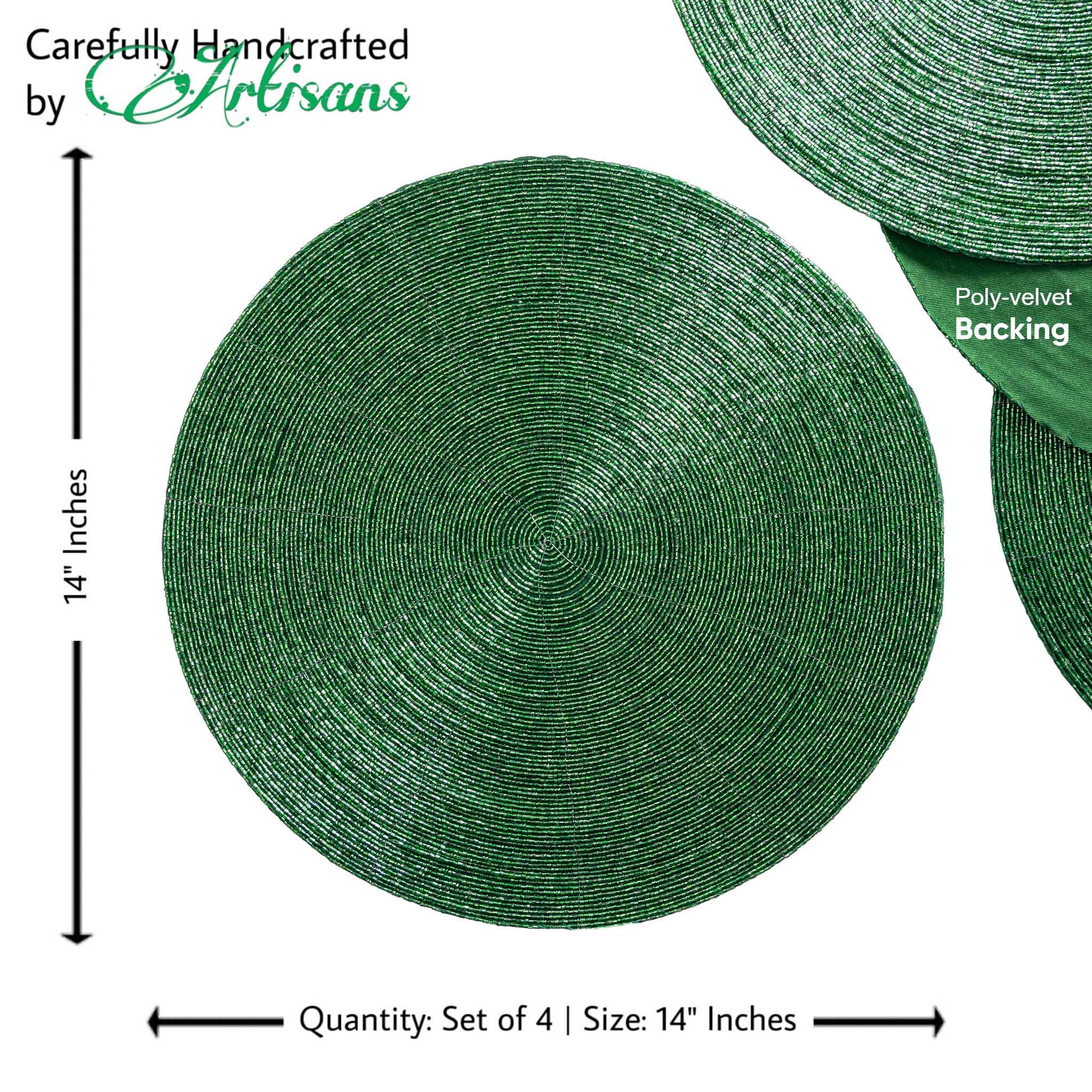 Olive Grön Glaspärlunderlägg i grönt, set om 4 för wholesale på Faire4