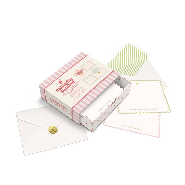 Sugar Sprinkles Cherry on Top Note Card Set for wholesale by Saturday Sundae