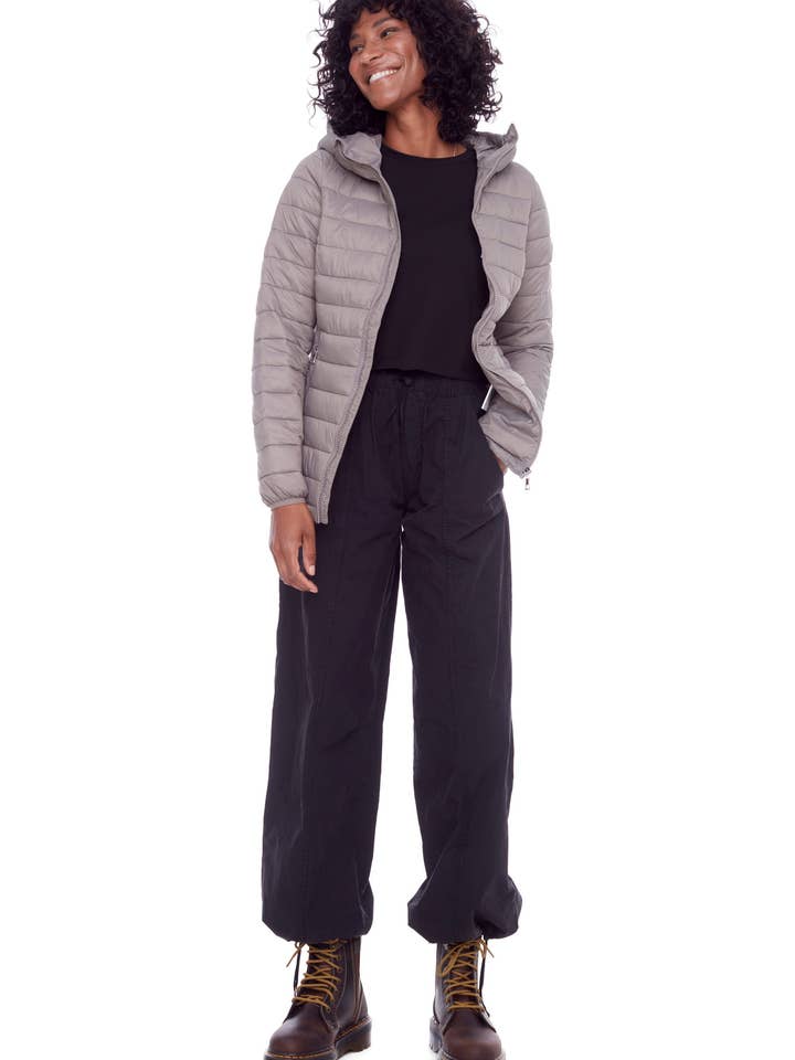 YOHO LADIES' | WOMEN'S VEGAN DOWN (RECYCLED) LIGHTWEIGHT PACKABLE PUFFER, TAUPE for wholesale on Faire2