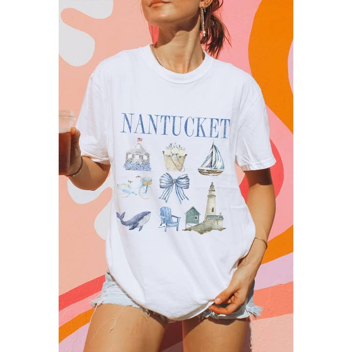 NANTUCKET VINTAGE OVERSIZED T-SHIRT MET GRAFISCHE PRINT voor wholesale door Illustrated Society